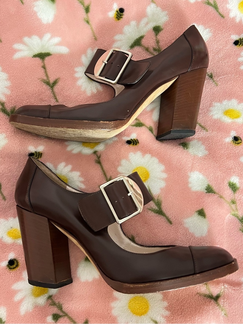 Vintage Brown Leather Mary Jane Heels - Emilio Pucci Made in Italy EU 37